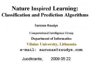 Nature-inspired learning algorithms