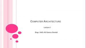 COMPUTER ARCHITECTURE Lecture 1 Engr Hafiz Ali Hamza
