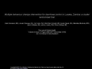 Multiple behaviour change intervention for diarrhoea control in