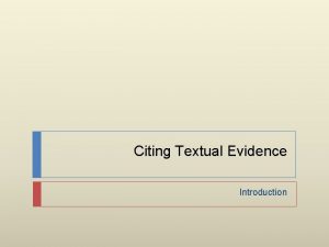 Citing evidence