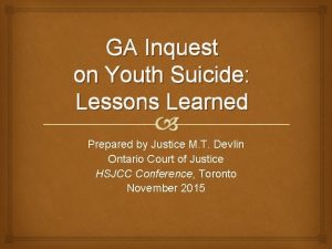 GA Inquest on Youth Suicide Lessons Learned Prepared