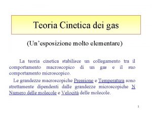 Teoria Cinetica dei gas Unesposizione molto elementare La