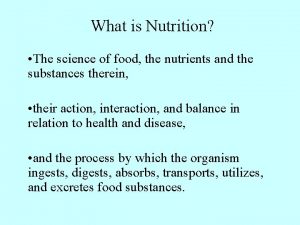 The science of food the nutrients and substances therein
