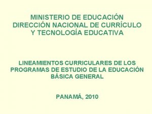 MINISTERIO DE EDUCACIN DIRECCIN NACIONAL DE CURRCULO Y