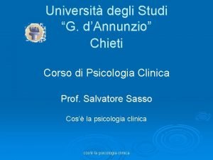 Universit degli Studi G dAnnunzio Chieti Corso di