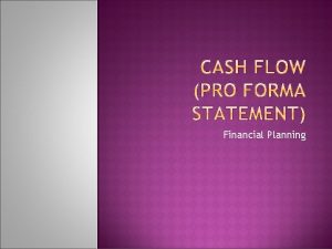 Pro forma statement of cash flows