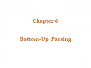 Chapter 6 BottomUp Parsing 1 Bottomup Parsing A