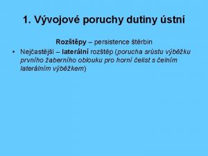 1 Vvojov poruchy dutiny stn Roztpy persistence trbin