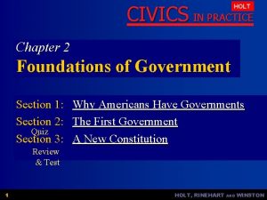 CIVICS IN PRACTICE HOLT Chapter 2 Foundations of