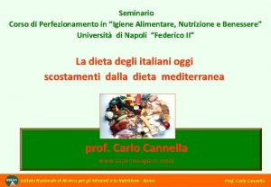 Seminario Corso di Perfezionamento in Igiene Alimentare Nutrizione