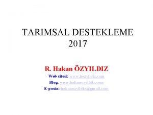 TARIMSAL DESTEKLEME 2017 R Hakan ZYILDIZ Web sitesi