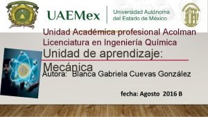 Unidad Acadmica profesional Acolman Licenciatura en Ingeniera Qumica