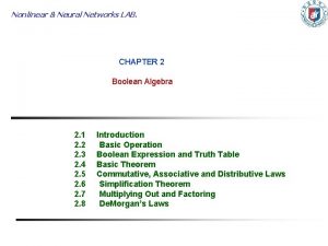 Nonlinear Neural Networks LAB CHAPTER 2 Boolean Algebra