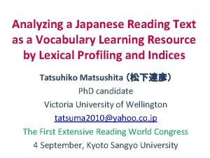 Analyzing a Japanese Reading Text as a Vocabulary