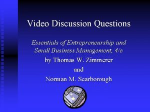 Discussion questions about entrepreneurship