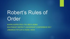 Robert rules of order kappa alpha psi