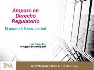 Amparo en Derecho Regulatorio El papel del Poder