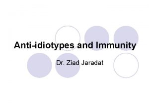 Antiidiotypes and Immunity Dr Ziad Jaradat Antiidiotypes and