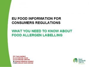 Eu food information for consumers regulation