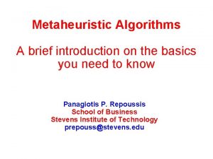 Metaheuristic algorithms