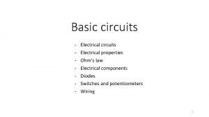 Basic circuits Electrical circuits Electrical properties Ohms law
