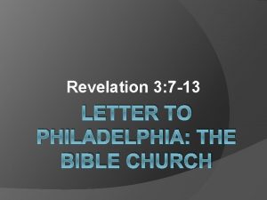 Letter to philadelphia revelation