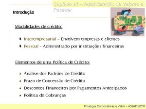 Introduo Captulo 24 Administrao de Valores a Receber