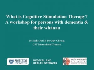 Cognitive stimulation therapy training