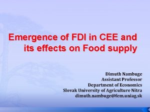 Emergence of FDI in CEE and its effects