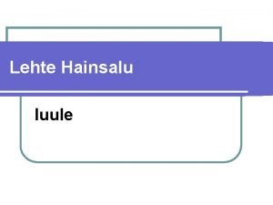 Lehte hainsalu luulekogu