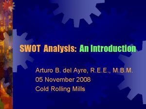 SWOT Analysis An Introduction Arturo B del Ayre