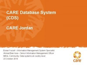 CARE Database System CDS CARE Jordan Esraa Yousef