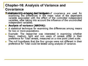 Multivariate analysis of variance and covariance