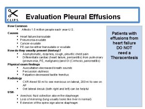 C L I P S Evaluation Pleural Effusions