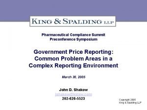 Government price reporting pharmaceutical