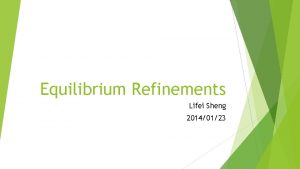 Equilibrium Refinements Lifei Sheng 20140123 Outline Motivation of