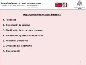 Economa de la empresa Tema 5 dpto Recursos