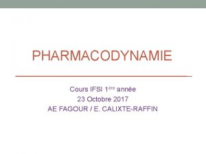 Pharmacodynamie ifsi