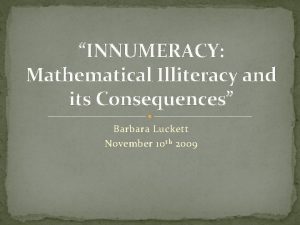 Define innumeracy