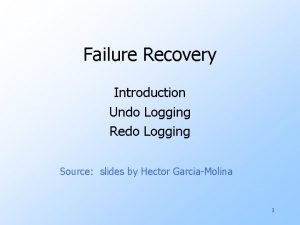 Failure Recovery Introduction Undo Logging Redo Logging Source