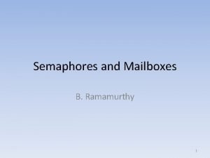 Semaphores and Mailboxes B Ramamurthy 1 Critical sections