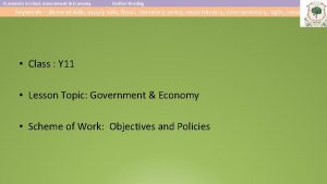 Economics Section Government Economy Further Reading Keywords demand