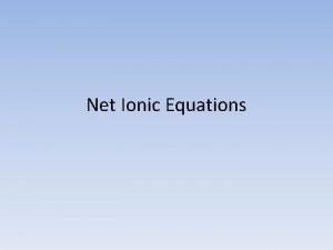 Net ionic equation definition chemistry