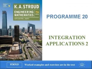 Programme 20 Integration applications 2 PROGRAMME 20 INTEGRATION