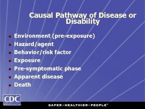 Causal Pathway of Disease or Disability n n