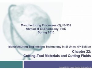 Manufacturing Processes 2 IE352 Ahmed M ElSherbeeny Ph