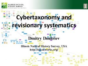 Cybertaxonomy and revisionary systematics Dmitry Dmitriev Illinois Natural