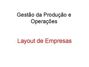 Layout de produção