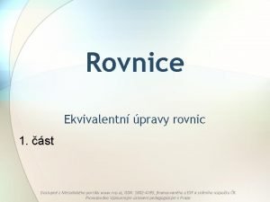 Ekvivalentní úpravy rovnic