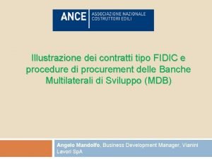 Illustrazione dei contratti tipo FIDIC e procedure di